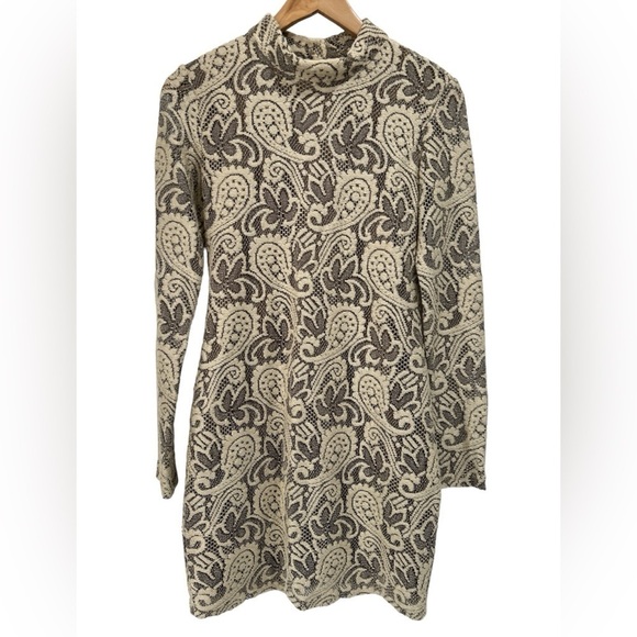 Pins and Needles Lace Crochet Open Back Long Sleeve Body Con Mini Dress - Small - Picture 1 of 11